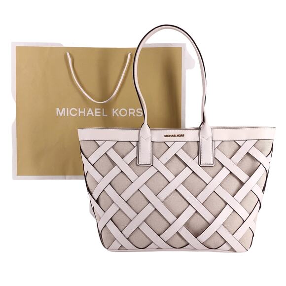 MICHAEL KORS NWT Sienna Large Tote bag handbag purse leather & canvas - Picture 5 of 12